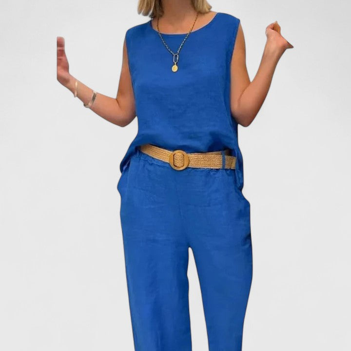 Margaux | Button Front Top & Wide Leg Two-Piece Set with Pockets