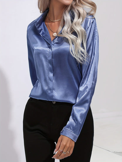 Button-front blouse showing point collar