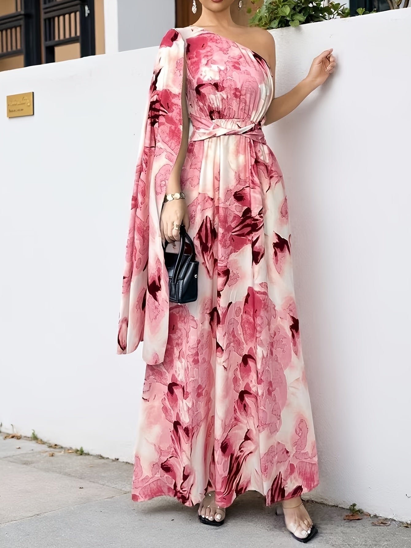 Juniper | One-Shoulder Floral Maxi Wedding Guest Dress