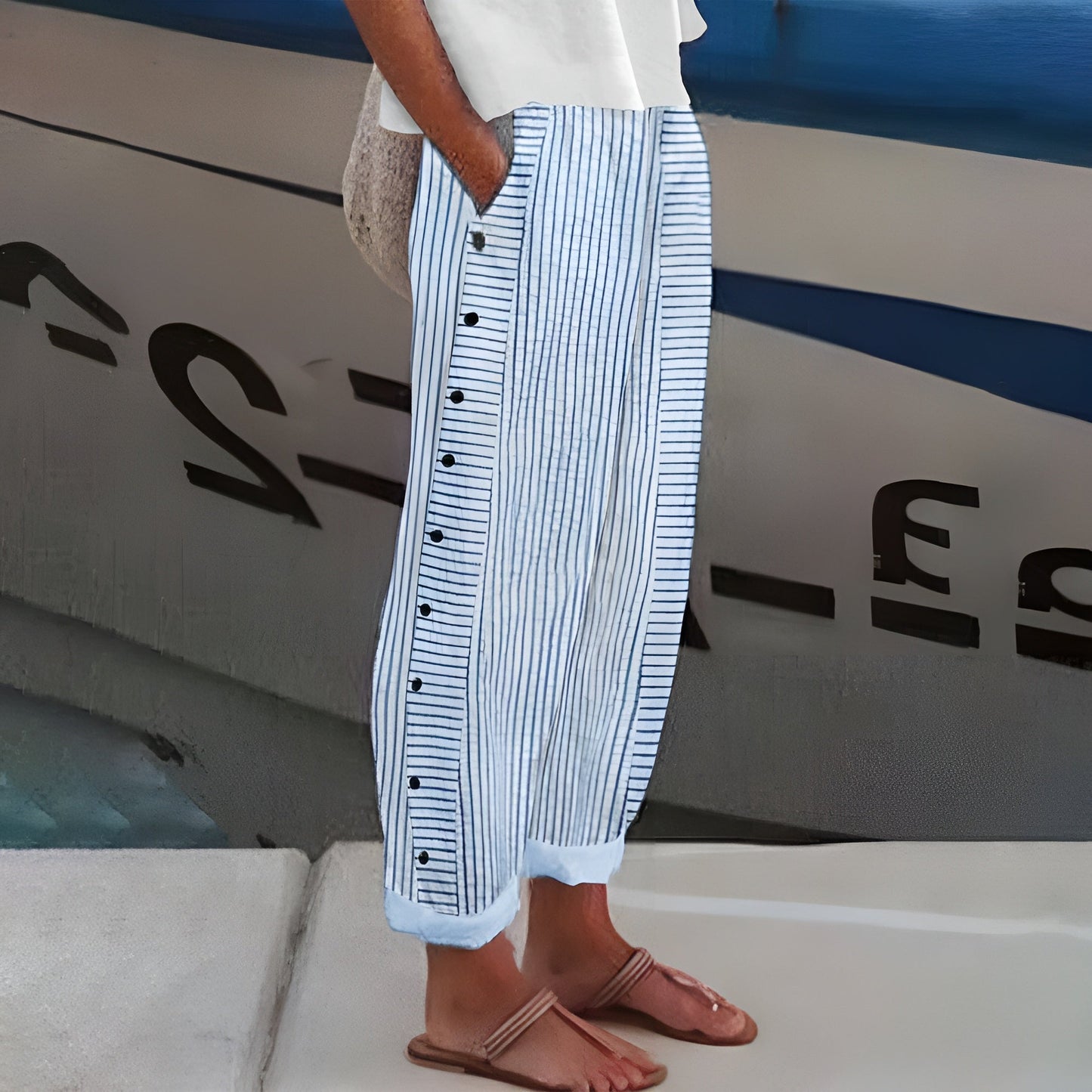 Lindsay | Casual Straight Leg Elastic Waist Pants
