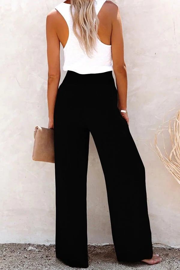 Katherine | High Waisted Smocked Wide Leg Trousers