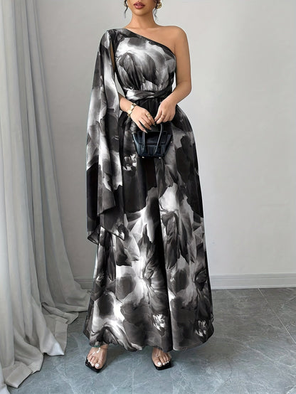 Juniper | One-Shoulder Floral Maxi Wedding Guest Dress