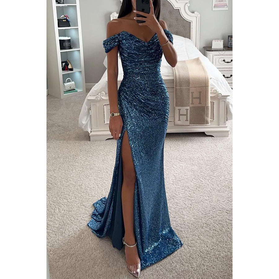 Solaria | Off Shoulder Sequin Summer Maxi Dress