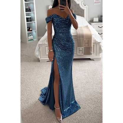 Solaria | Off Shoulder Sequin Summer Maxi Dress