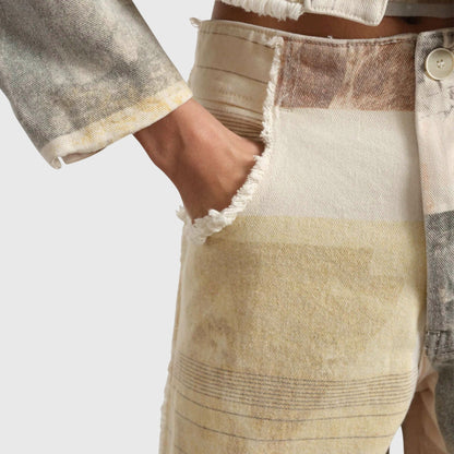 High-waist jeans showing wide-leg cut