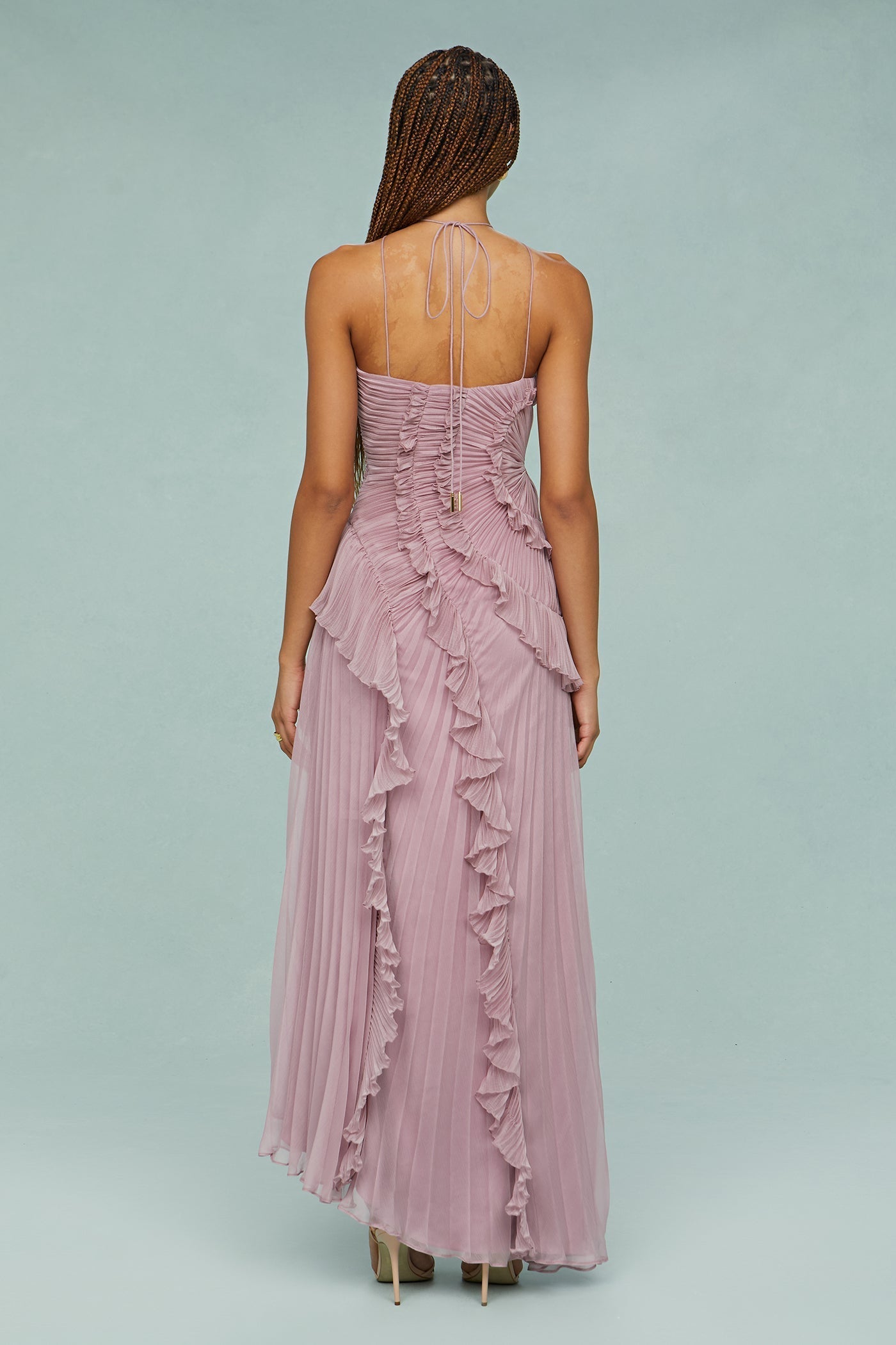 Estella | Elegant Halter Pleated Maxi Dress