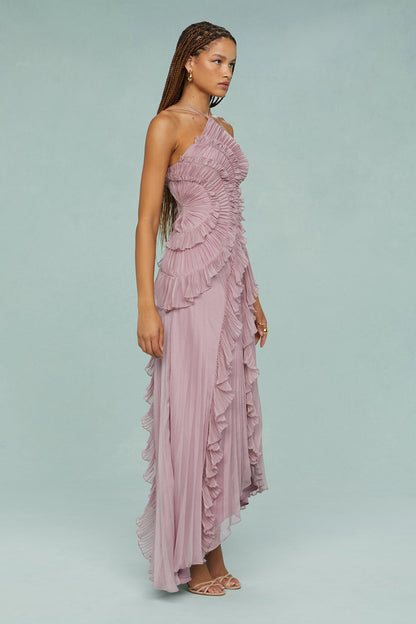 Estella | Elegant Halter Pleated Maxi Dress