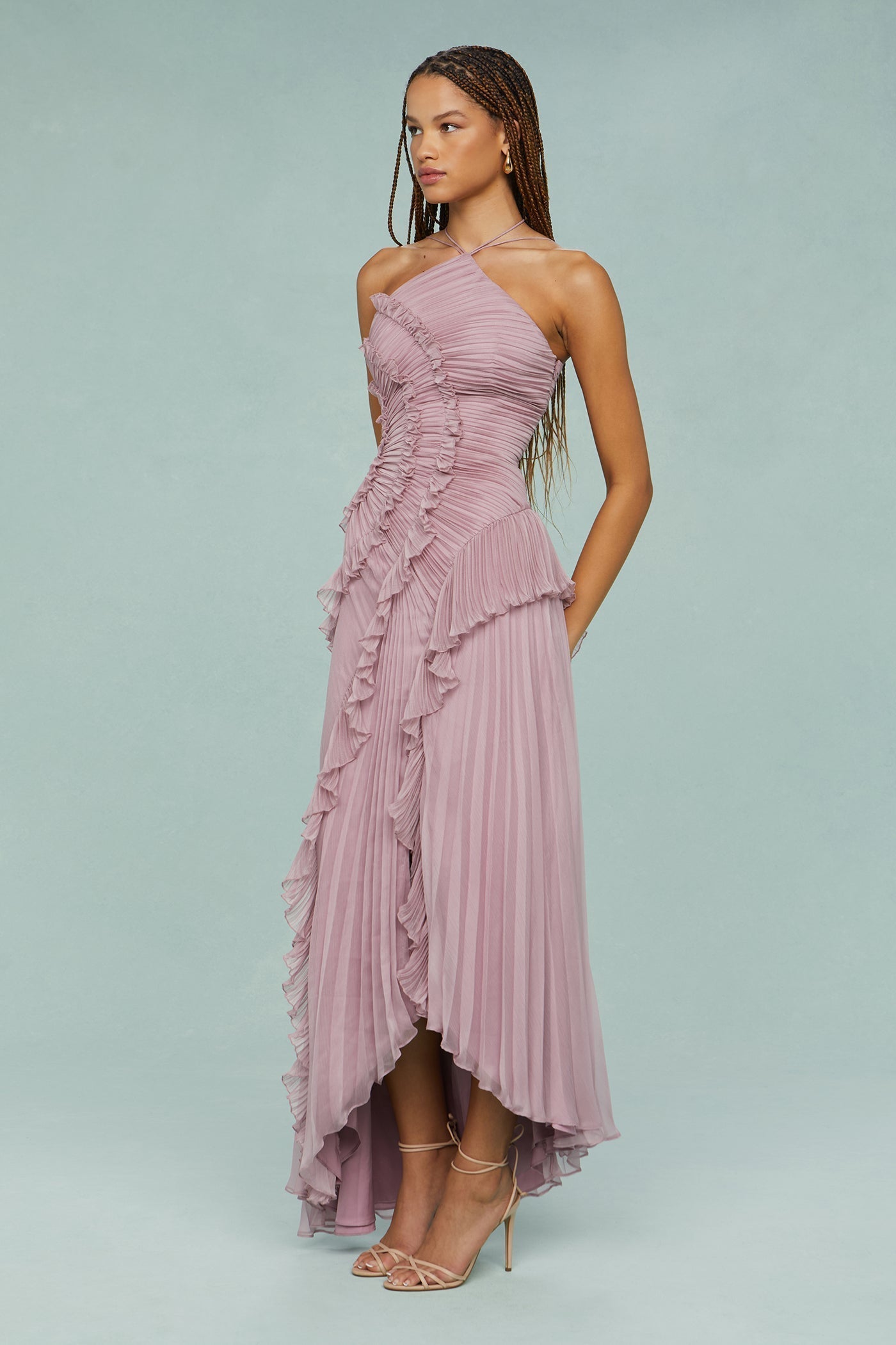 Estella | Elegant Halter Pleated Maxi Dress