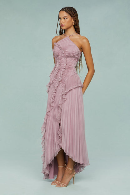 Estella | Elegant Halter Pleated Maxi Dress