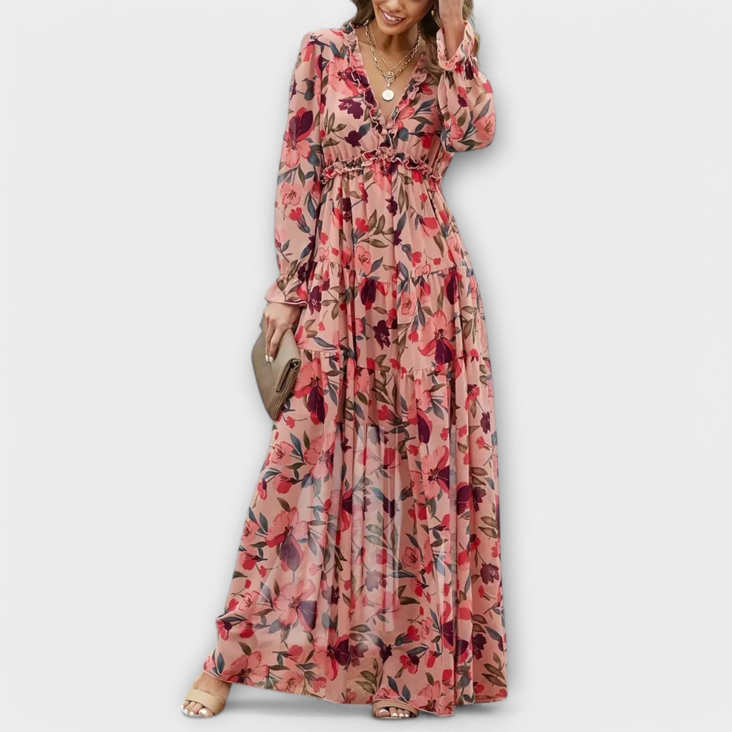 Cecily | Long Sleeve Floral Maxi Dress