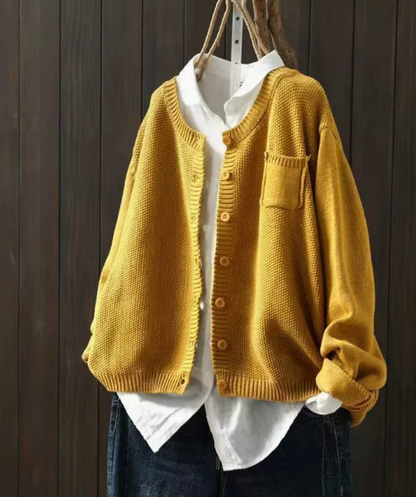 Oversized open-front cardigan, back view