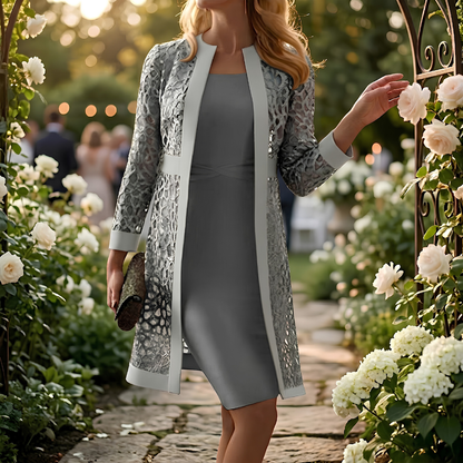 Lace evening set showing top and skirt