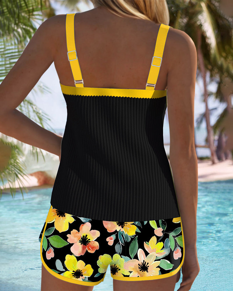 Olympia | Tummy Control Tankini Set with Tropical Shorts