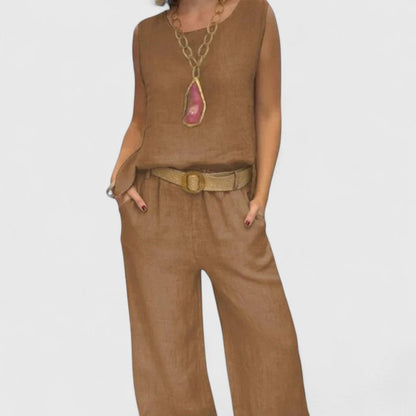 Margaux | Button Front Top & Wide Leg Two-Piece Set with Pockets