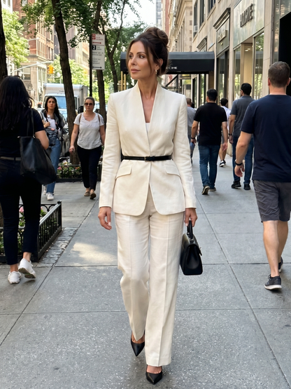 Sigrun stand-collar blazer and flared pant suit set view 16