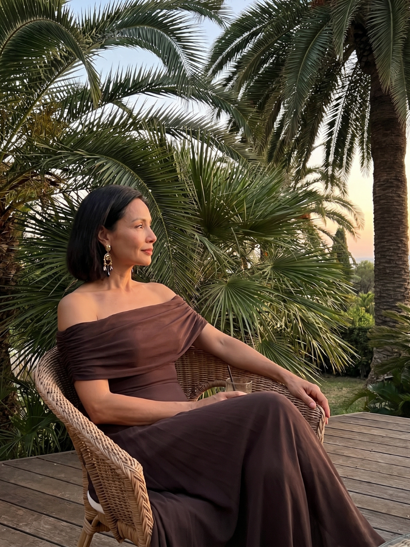 Off-shoulder draped midi dress, additional view