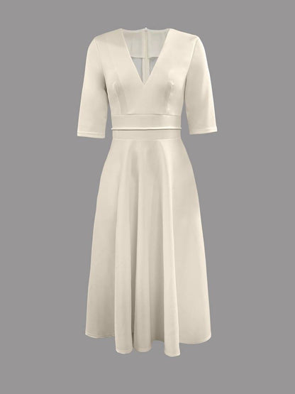 Tailored flared midi dress full-length view