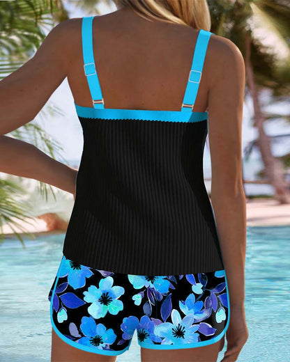 Olympia | Tummy Control Tankini Set with Tropical Shorts