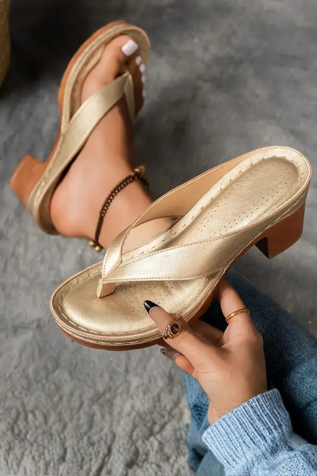 Charlene block heel sandals side view