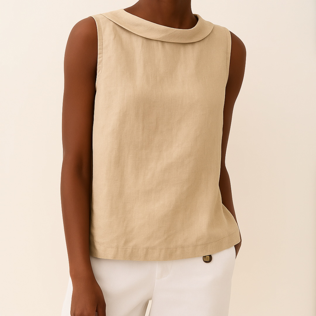 Amanda | Chic Sleeveless Roll Collar Top