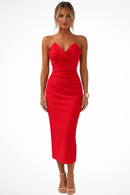Soraya | Sweetheart Neck Midi Bodycon Dress