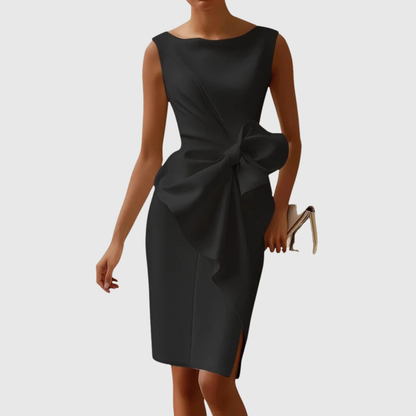 Solene | Cocktail Midi Dress with Statement Bow