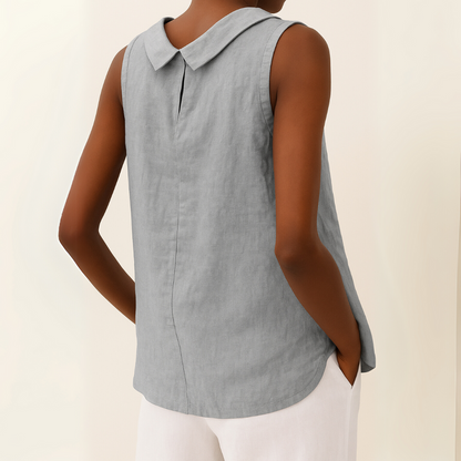 Amanda | Chic Sleeveless Roll Collar Top