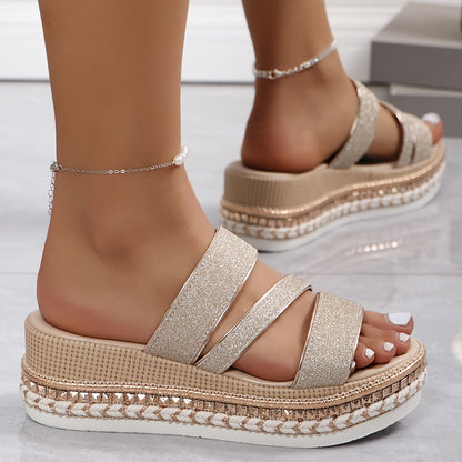 Tatum champagne sandals top view