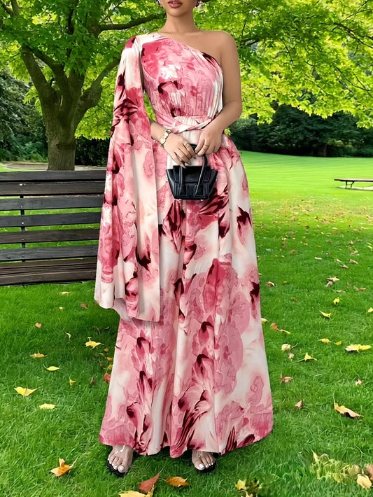 Juniper | One-Shoulder Floral Maxi Wedding Guest Dress