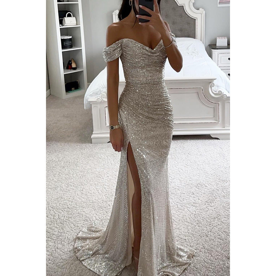 Solaria | Off Shoulder Sequin Summer Maxi Dress
