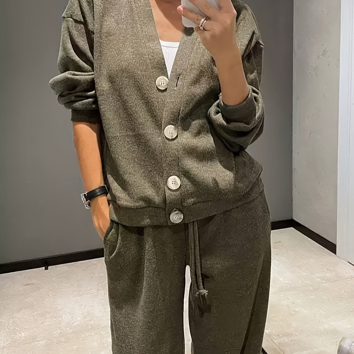 Corenne | Soft Button-Front Jacket and Pants Set