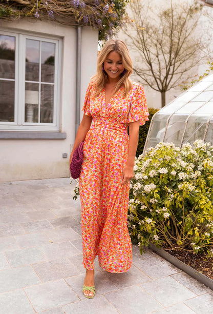 Floral print maxi dress in blue colourway