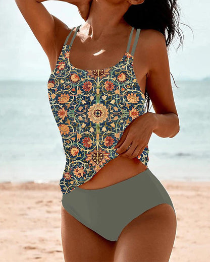 Sofiana | High Waisted Tankini Set with Printed Top