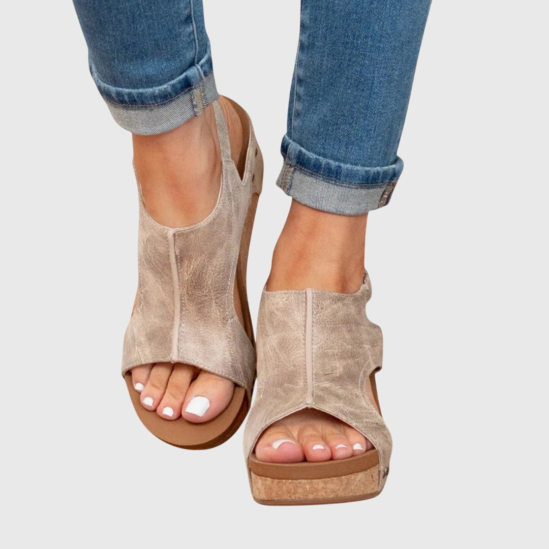 Bristol buckle strap lightweight wedge sandals front view