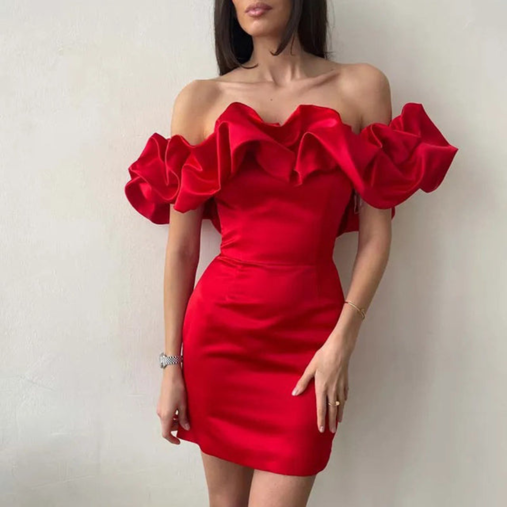 Roselle white mini cocktail dress styled view