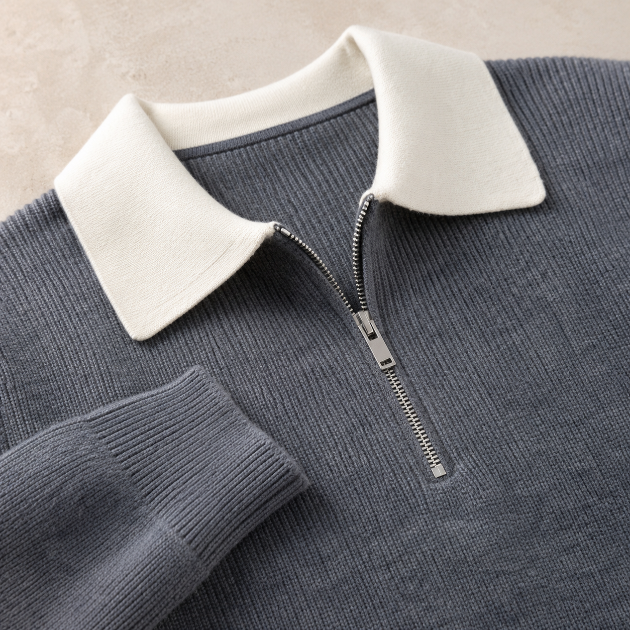 Halvenna half-zip sweater contrast collar detail