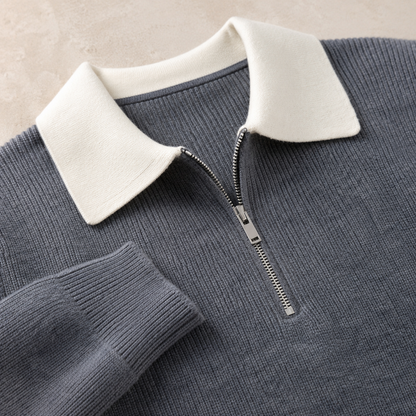 Halvenna half-zip sweater contrast collar detail