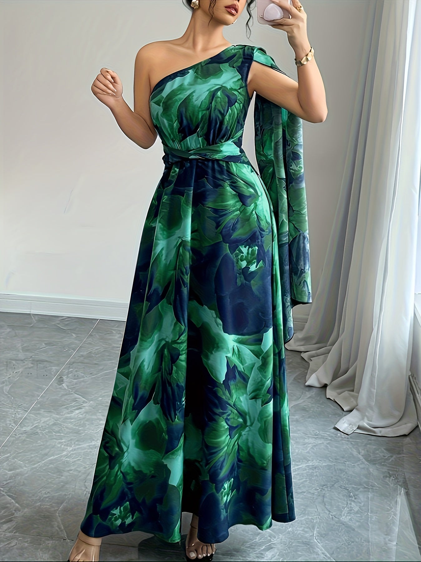 Juniper | One-Shoulder Floral Maxi Wedding Guest Dress