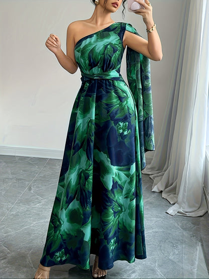 Juniper | One-Shoulder Floral Maxi Wedding Guest Dress