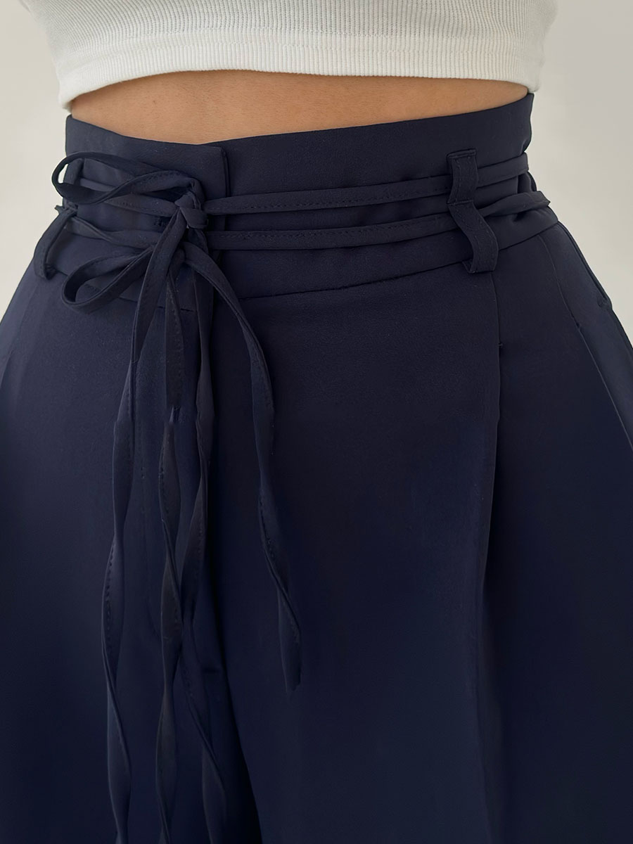 Nerys high-waist belted wide-leg trousers, view 4