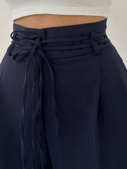 Nerys high-waist belted wide-leg trousers, view 4