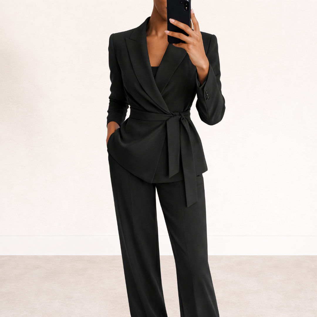 Rozanne women's tie-front blazer and wide-leg suit