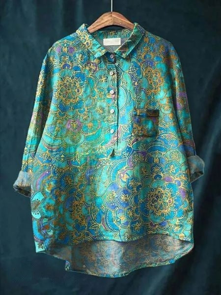 Caroline | Elegant Floral Print Relaxed Blouse