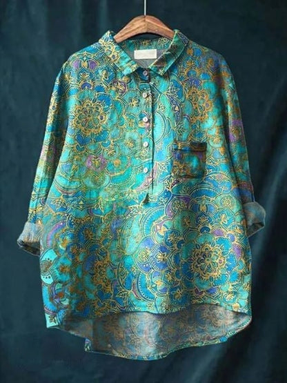 Caroline | Elegant Floral Print Relaxed Blouse