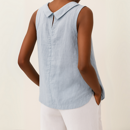 Amanda | Chic Sleeveless Roll Collar Top