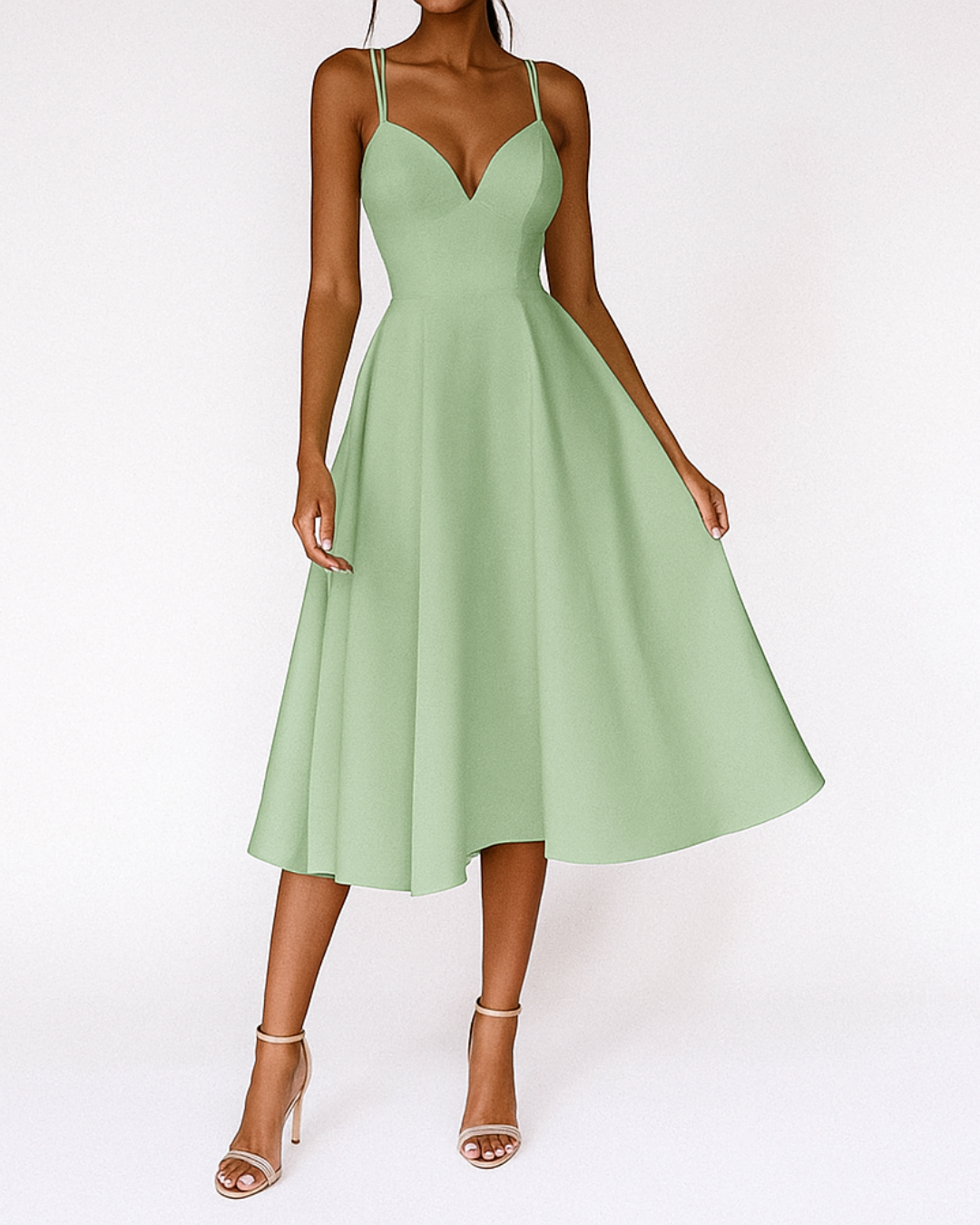 Mathilde | V-Neck Strappy Midi Wedding Guest Dress