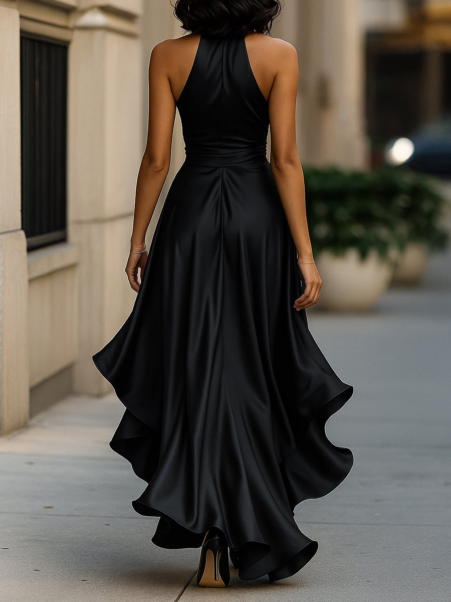 High-low ruffle gown, additional angle