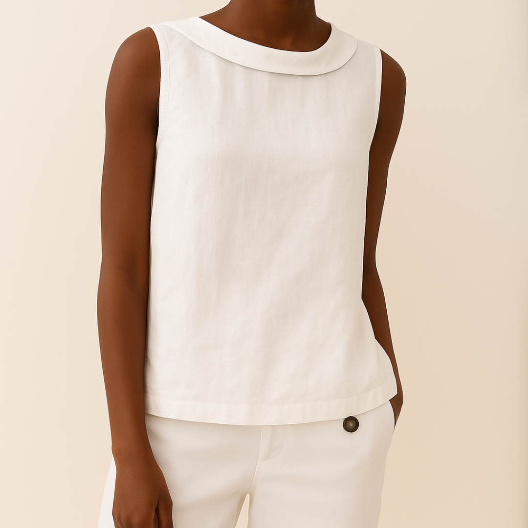 Amanda | Chic Sleeveless Roll Collar Top