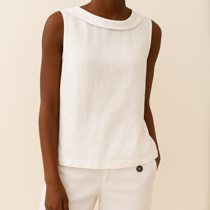 Amanda | Chic Sleeveless Roll Collar Top