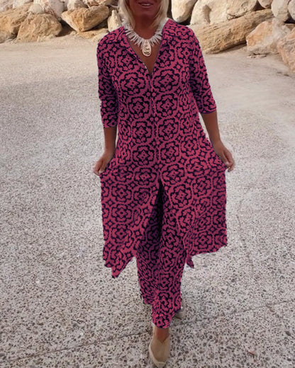 Geometric print two-piece set, styled view